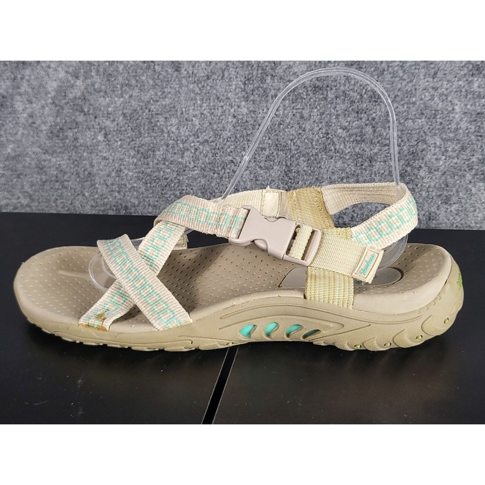 Skechers‎ Sandals Womens 9 Teal Strappy Hiking Walking Gorpcore Outdoor Comfort